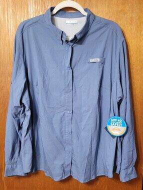 Columbia Slate Blue Women's Tamiami Size 3X Long Sleeve Sun Shirt NWT (1549)